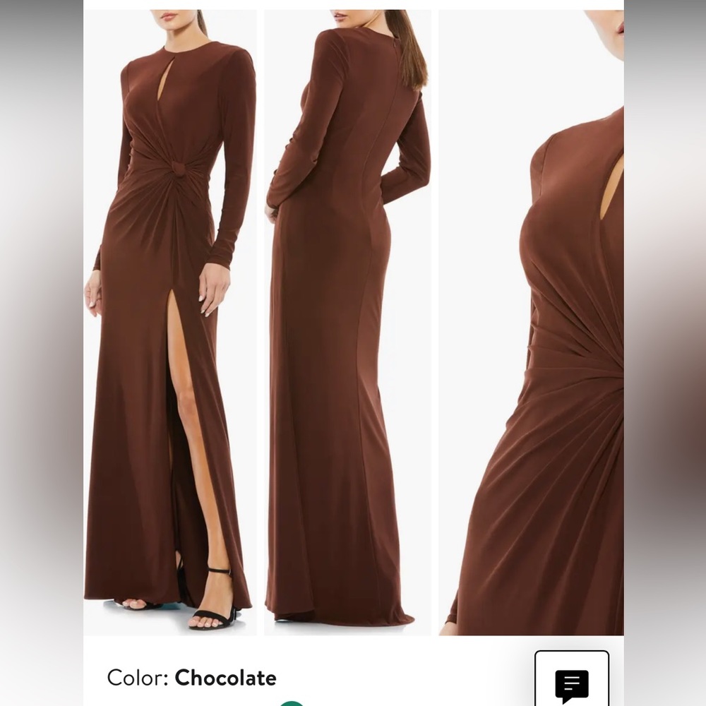 Max Duggal Chocolate Evening Gown